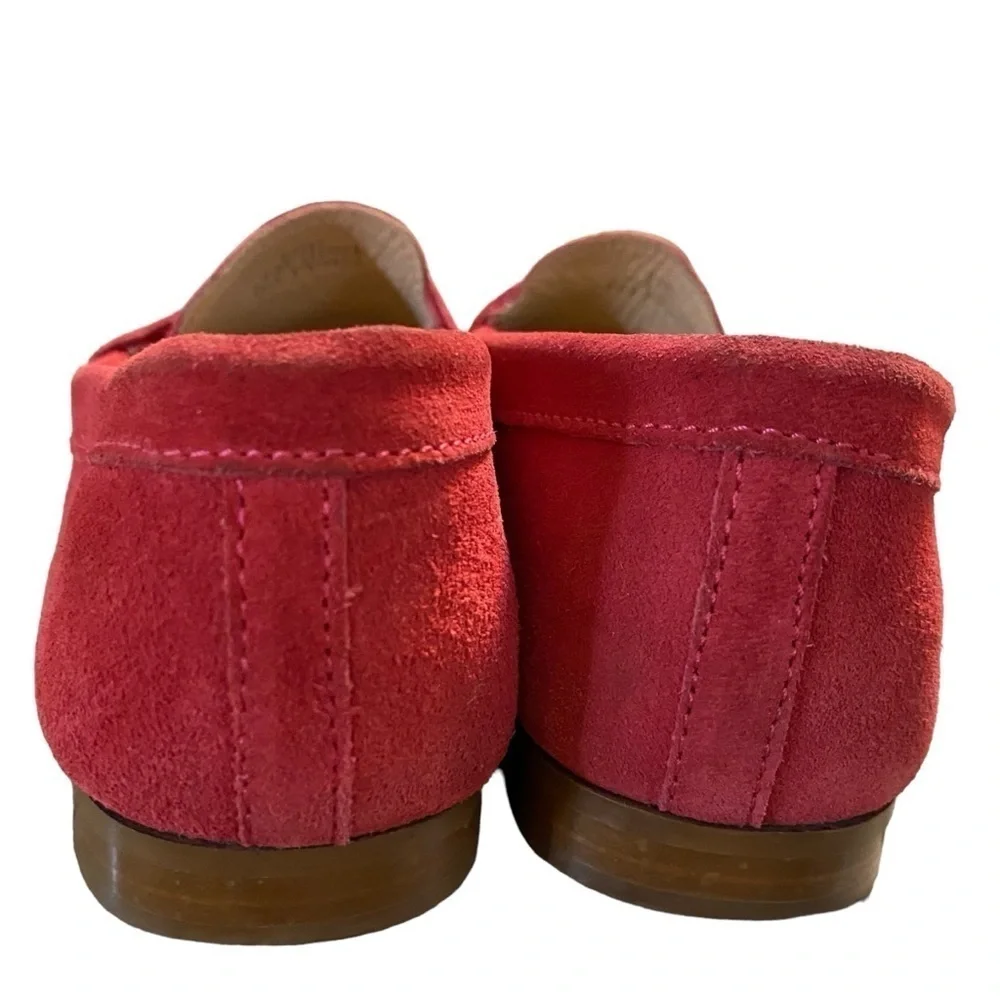 J. Crew James Suede Penny Loafers Red Flats Made In Italy Women’s‎ Size 7